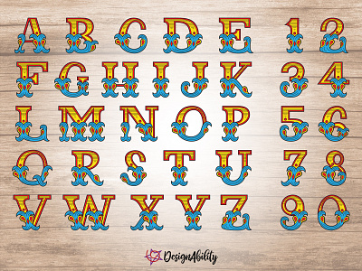 Circus Alphabet alphabet circus clipart design font illustration letters numbers vector