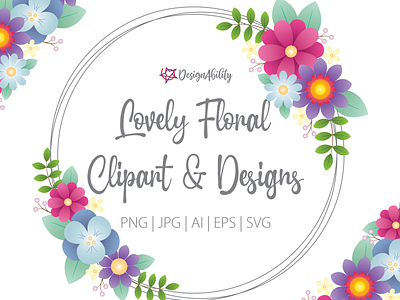 Lovely Floral Clipart & Designs botanical bouquet clipart floral flower frame illustration vector