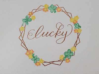 Lucky Calligraphy Wreath Variations calligraphy colored pencil design floral flourishing gold hand lettering handwritten illustration ink lucky metallic pen watercolor wreath