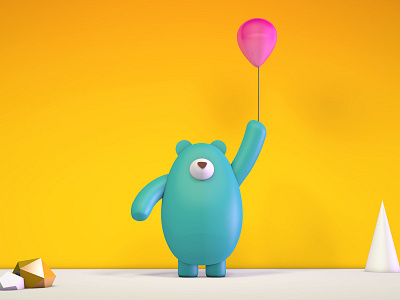 Party Bear 3d balloon bear c4d party poly