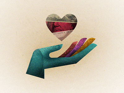 A Heart Well Spent finger generous give hand heart illustration money texture time