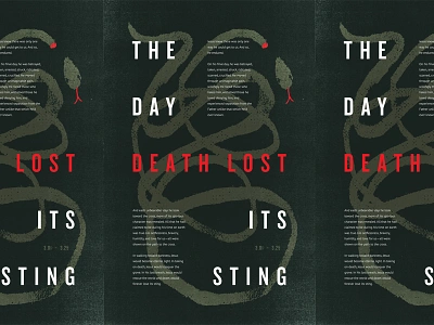 The Day Death Lost Its Sting - Poster death illustration poster sermon snake texture