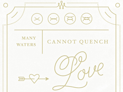 Many Waters arrow border heart invitation invite knot letterpress script wedding