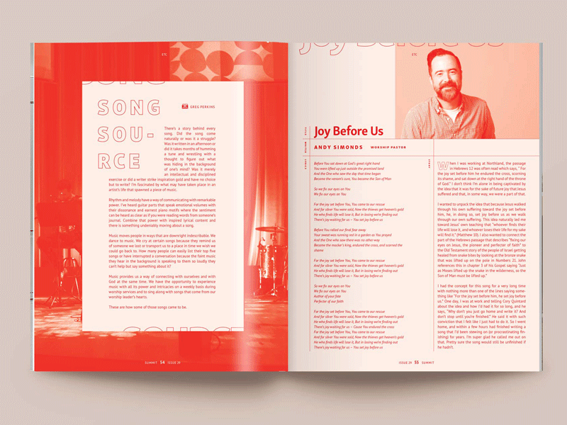 Summit Magazine 29 - Song Source editorial grid layout lyrics magazine monochromatic music print song zine