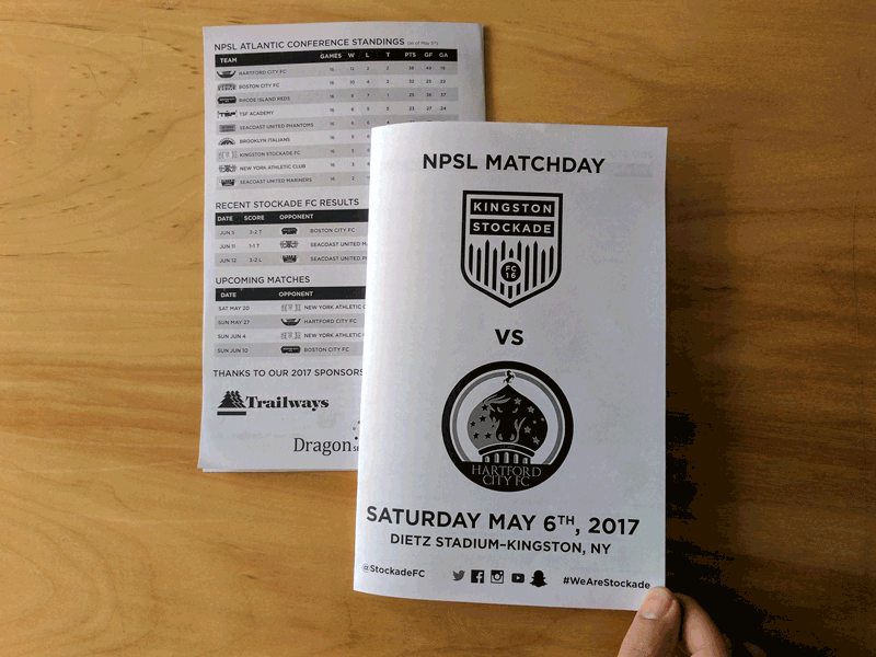 Stockade FC Programs black and white brochure freebie game hi res npsl open source print program soccer sport