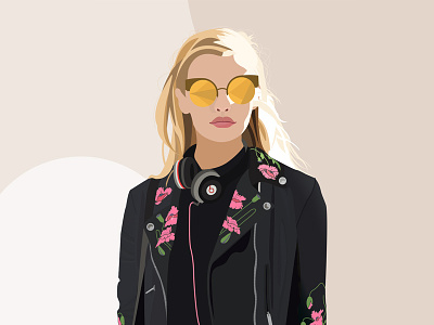 Statement Jacket beats beautiful girl embroidery girl graphic design illustration leather jacket sunglasses woman