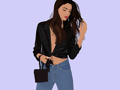 Blue Jean Baby beautiful woman blue jeans dewy fashion graphic design hair illustration jeans red lipstick silk woman