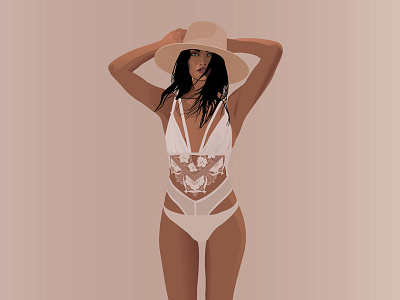 Pink sands illustration illustrator love and lemons model portrait swimsuit vector