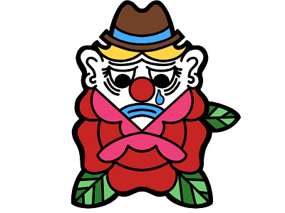 Sad Clown clown design digital graphic design illustration logo rock and roll rose rose tattoo sad clown tattoo tattoo flash vector