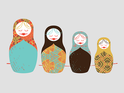 Nested Patterns illustration matryoshka nesting dolls pattern russian dolls