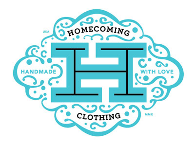 Homecoming clothing logo teal type