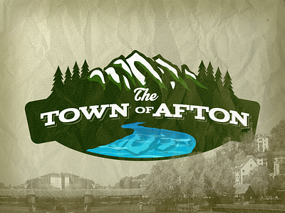 Town of Afton emblem forest logo old river town woods