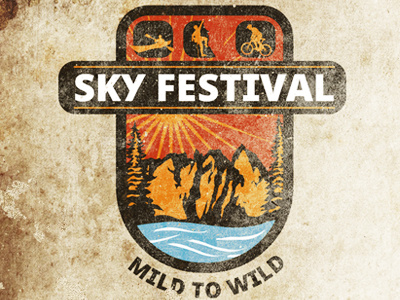 Sky Fest bike climbing crest emblem exciting forest kayak logo nature wild