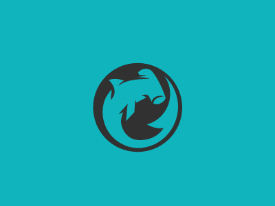 Born of Water | Logo branding circle teal hammerhead sea ocean logo shark logo shark