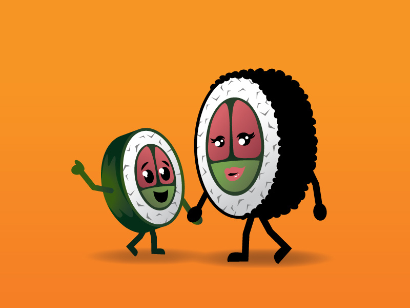 Nori & Netta illustration cute sushi character character design character old man japanese asian sushi