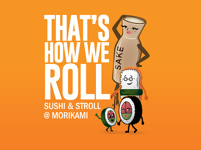 That's how we roll asian character character design cute illustration japanese old man sushi sushi character