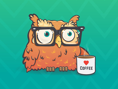 Coffee Owl character coffee coffee owl cute glasses hipster illustration owl