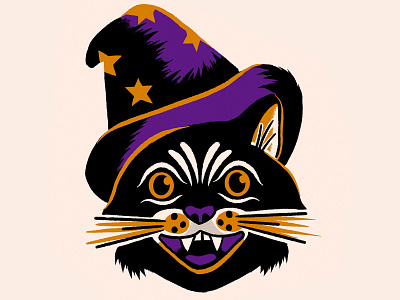 Cat Wizard cat fall illustraion