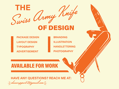 Swiss Army Knife brand design illustration knife lettering orange type vector