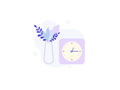 It's all about time clock flat flat illustration illustration leaves time vase