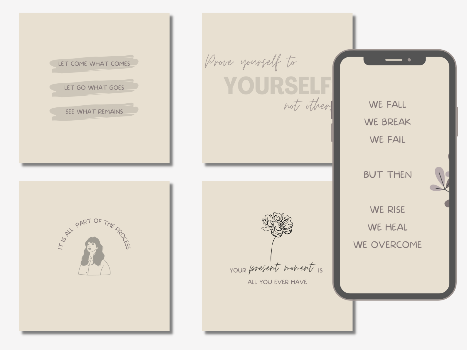 Positive Quotes Instagram Post Templates Customizable on CANVA by