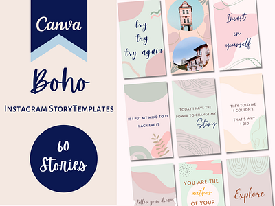 60 Boho Instagram Quotes Story Templates Customizable on CANVA branding canva canva template design graphic design illustration instagram template templates