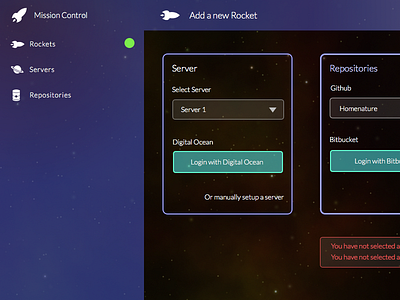 Rocket Deploy - New Rocket Page deployment space ui website