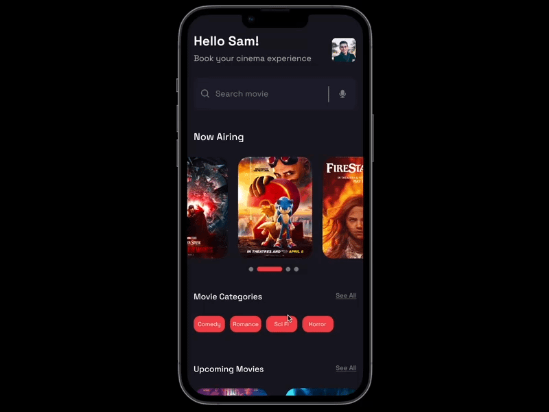 Cinema App User Flow demo
