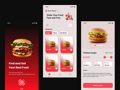 Food Ordering App design figma food food app product design prototyping research ui uiux user experience user interface ux wireframing