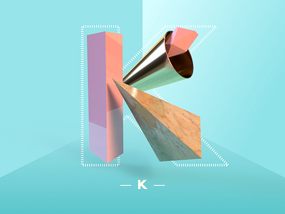 Letter K 36daysoftype 3d 3d type adobedimension custom type customtype dimensional dimensional type geometric letter lettering render shapes type vector