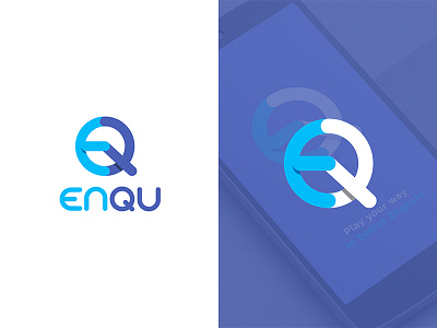 ENQU / english quiz app logo app custom font english iteo.co logo mobile quiz sign