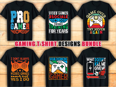 Gaming T-shirt Design Bundle gaming gaming tshirt graphics