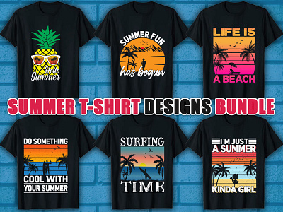 Summer T-shirt Design Bundle graphics summer summer tshirt tshirt