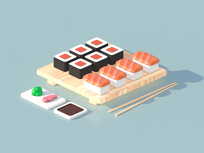Sushi Guys 3d animation branding cinema4d design illustration isometric lowpoly render