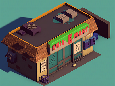 KWIK-E-MART Simpsons isometric 3d cartoon cinema4d digitalart graphic isometric lowpoly motiondesigh render simpsons