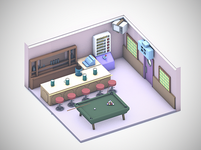 Simpson's Bar Isometric 3d cartoon cinema4d digitalart graphic isometric low lowpoly motiondesigh poly render simpsons