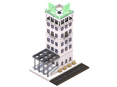 Isometric Hotel Holiday Inn building c4d cinema4d graphic holidayinn hostel isometric lighting lowpoly motel render simcity