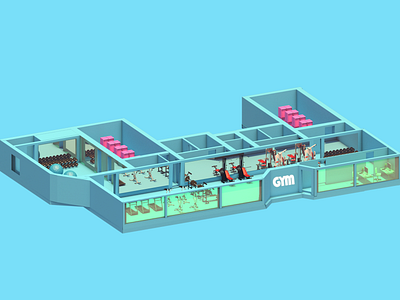 Gym House animation cinema4d design fitness gym isometric lowpoly motiondesigh render sports