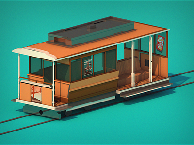 Cable Car cable car cinema4d design isometric lowpoly motion motiondesigh physics render sanfransisco