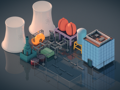 Springfield Nuclear Plant ( Simpson`s ) architecture building cartoony city citypattern design industrial industry pale render