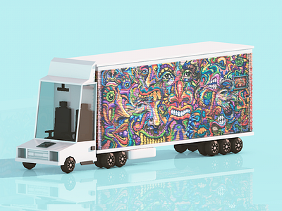 Street Art Truck cartoony cinema4d design graffiti isometric lowpoly modelling render street art truck