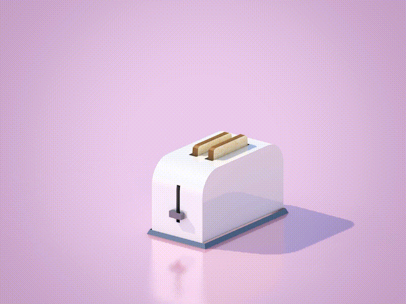 Toaster 3d animation bread cartoony cinema4d isometric lowpoly motion