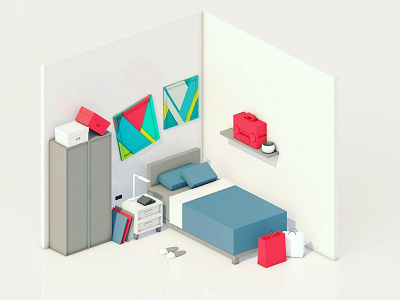 Cute Room animation cinema4d design digitalart illustration isometric lowpoly motiondesigh motiondesign render