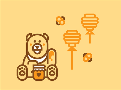 Bear baloon bear bee heart honey