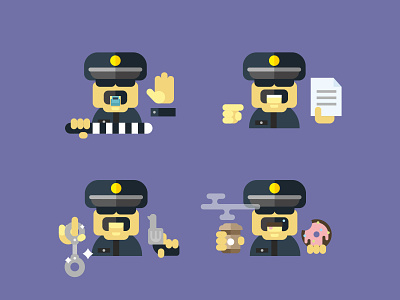 Policeman cap donut fine gun mustache policeman token cap donut