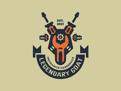 Legendary Goat bolt gear goat logo mechanice carservice screwdriver wrench