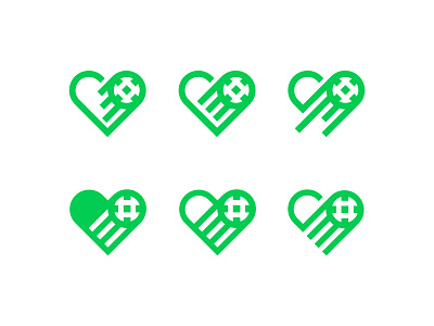 Football Heart ball brand design fifa football game goal green heart icon illustration line logo love mascot outline play shot soccer