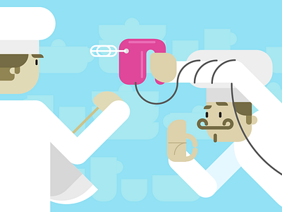Cake Face-off bake bakery cake characters chef cream flat illustration mixer scrum vector