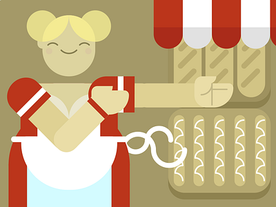 Helga - The Baker Lady baker bakery bread bun character chubby course flat illustration lady scrum vector