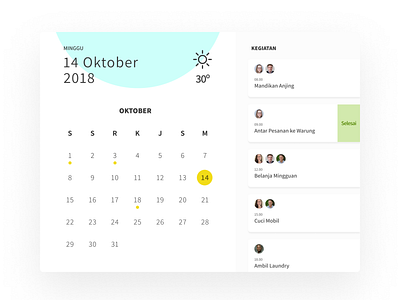 Simple Calendar with Todo List App app calendar design todolist ui ux